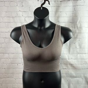 ElePlus Rib Knit Long Line Sports Bras 4-pack Tan White Black Taupe L-XL, XXL
